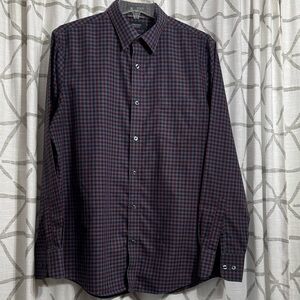 Nordstrom Men's Checkered Shirt - Dark Blue and Red